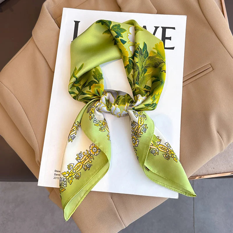 2025 New Fashion 70X70cmPrinted Women's Scarf Pashmina Silk Scarf Square Shawl Decorative Headband Neck Luxury Design Bandana - chinatopmarket