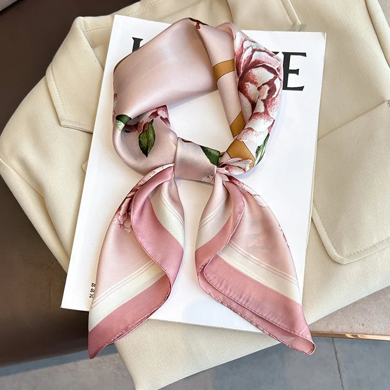 2025 New Fashion 70X70cmPrinted Women's Scarf Pashmina Silk Scarf Square Shawl Decorative Headband Neck Luxury Design Bandana - chinatopmarket