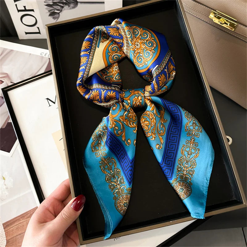 2025 New Fashion 70X70cmPrinted Women's Scarf Pashmina Silk Scarf Square Shawl Decorative Headband Neck Luxury Design Bandana - chinatopmarket
