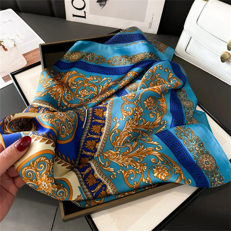 2025 New Fashion 70X70cmPrinted Women's Scarf Pashmina Silk Scarf Square Shawl Decorative Headband Neck Luxury Design Bandana - chinatopmarket