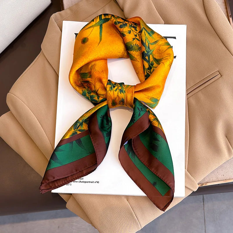2025 New Fashion 70X70cmPrinted Women's Scarf Pashmina Silk Scarf Square Shawl Decorative Headband Neck Luxury Design Bandana - chinatopmarket