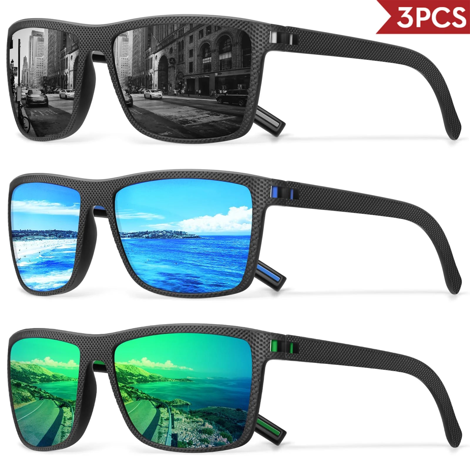 3/4 Pack New Designer Box Polarized Colorful Sunglasses for Men and Women Suitable for Driving, Fishing, Outdoor Sports UV400 - chinatopmarket