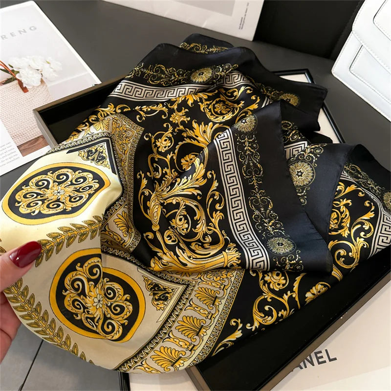 2025 New Fashion 70X70cmPrinted Women's Scarf Pashmina Silk Scarf Square Shawl Decorative Headband Neck Luxury Design Bandana - chinatopmarket