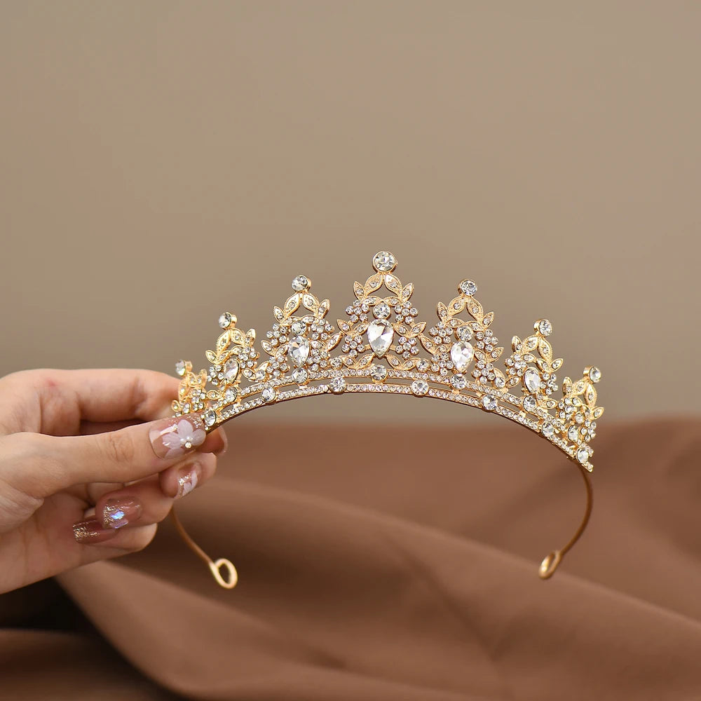 Children's Princess Crown Crystal Tiara Girls Hair Accessories High-end Atmosphere Dance Performance Birthday Gift Crown - chinatopmarket