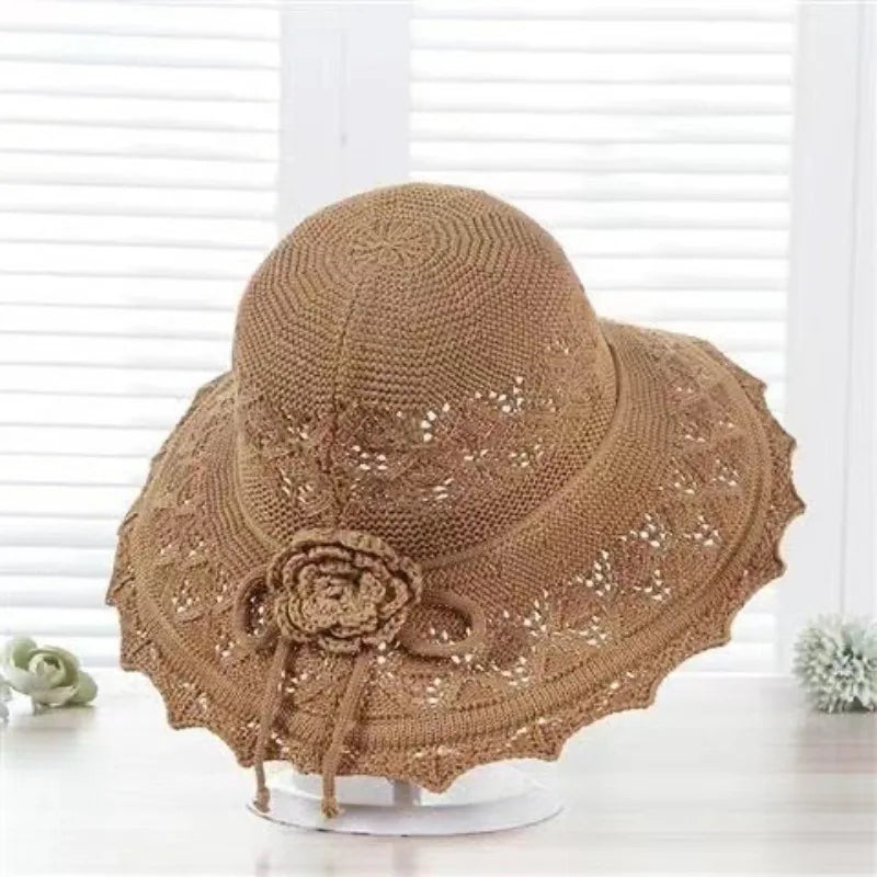 Fold Wide Brim Sun Hat Woman Summer Straw Hat Woman Beach Protection Dense Hat Women XKTYM01 - chinatopmarket