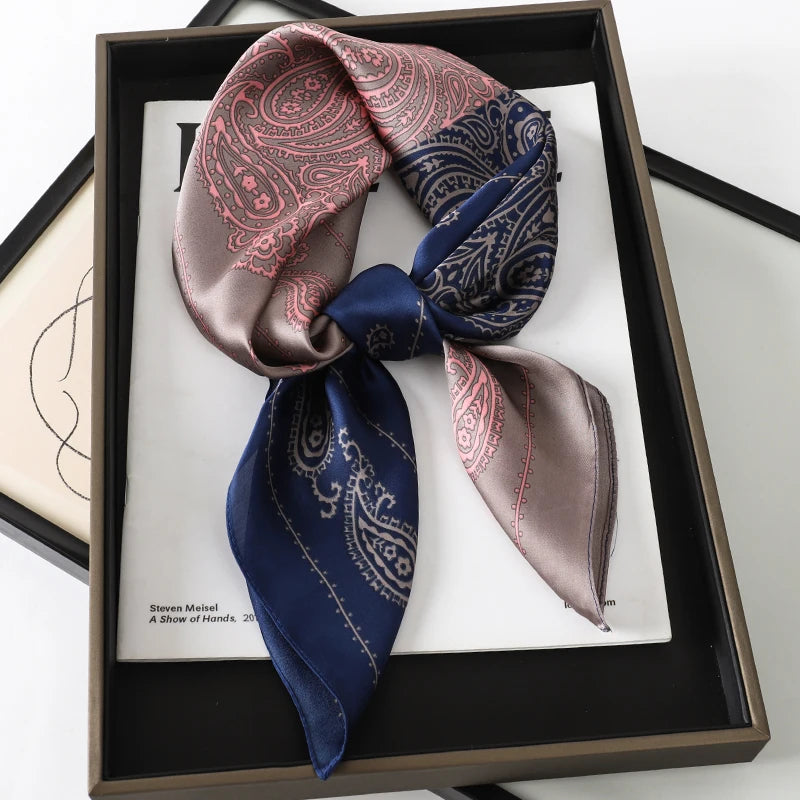 2025 New Fashion 70X70cmPrinted Women's Scarf Pashmina Silk Scarf Square Shawl Decorative Headband Neck Luxury Design Bandana - chinatopmarket