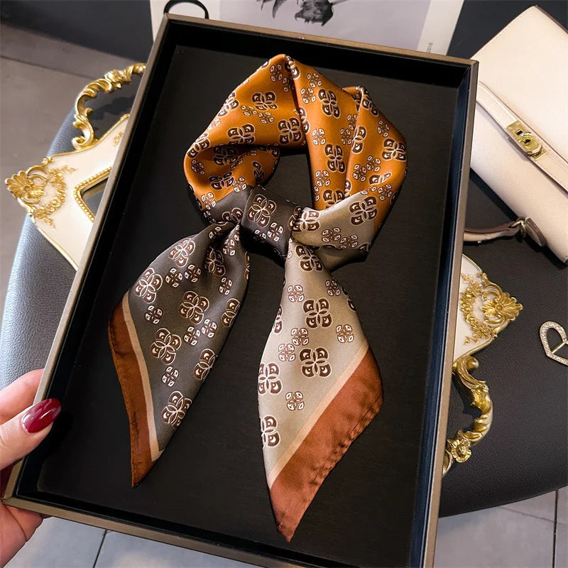 2025 New Fashion 70X70cmPrinted Women's Scarf Pashmina Silk Scarf Square Shawl Decorative Headband Neck Luxury Design Bandana - chinatopmarket