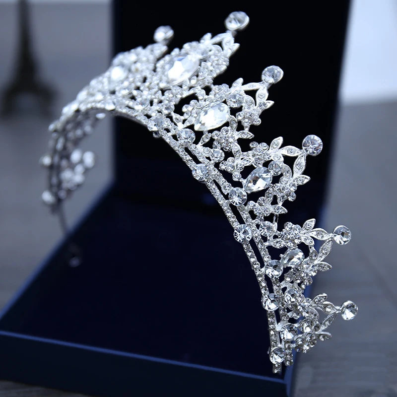 Wedding Hair Tiara Crystal Bridal Tiara Crown Silver Color Diadem Veil Tiaras Wedding Hair Accessories Headpieces Head Jewelry - chinatopmarket
