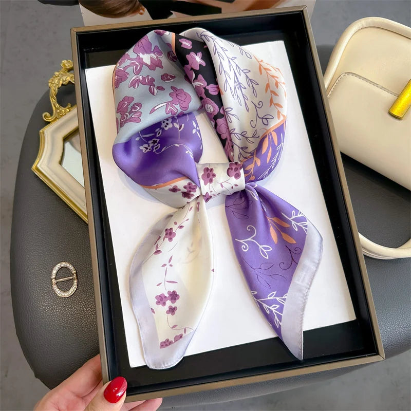 2025 New Fashion 70X70cmPrinted Women's Scarf Pashmina Silk Scarf Square Shawl Decorative Headband Neck Luxury Design Bandana - chinatopmarket