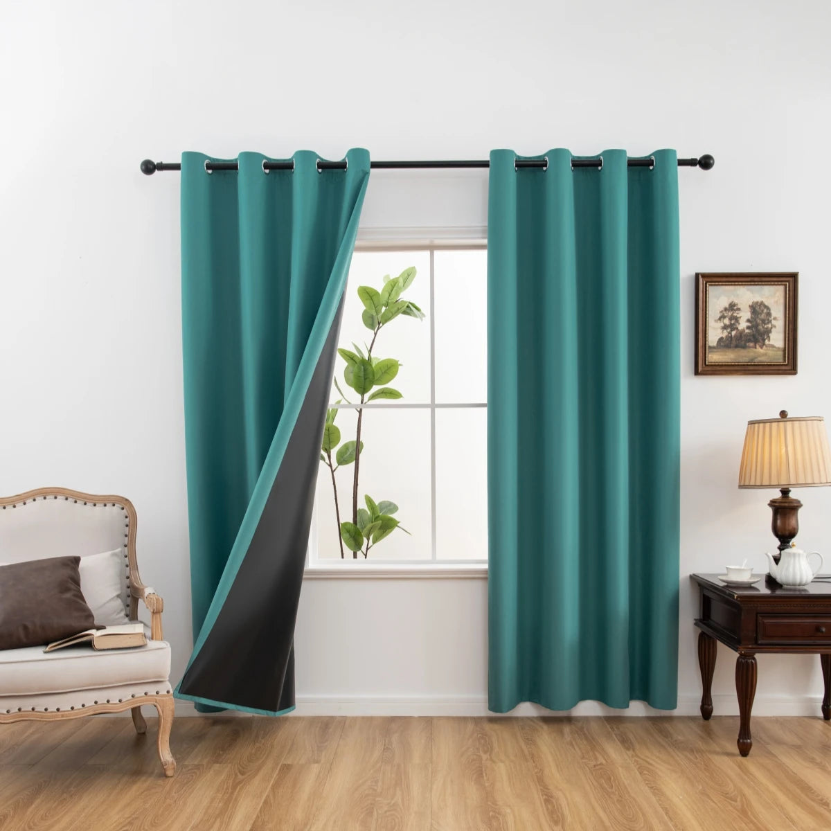 1panel Solid 100% Blackout Curtains with Grommets, Total Privacy Drapes for Bedroom, Living Room, Home Decor,Lightweight Curtain - chinatopmarket