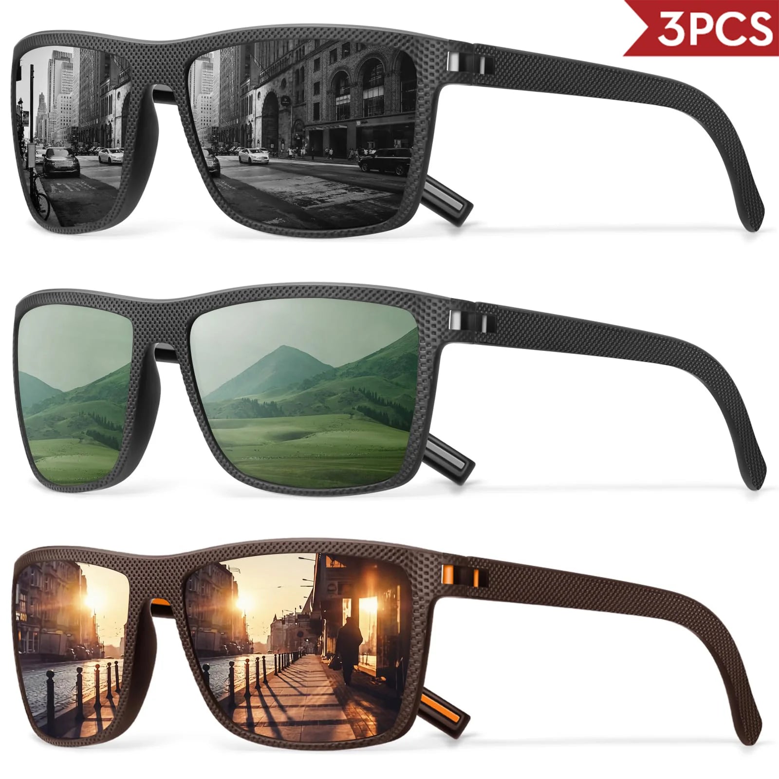 3/4 Pack New Designer Box Polarized Colorful Sunglasses for Men and Women Suitable for Driving, Fishing, Outdoor Sports UV400 - chinatopmarket