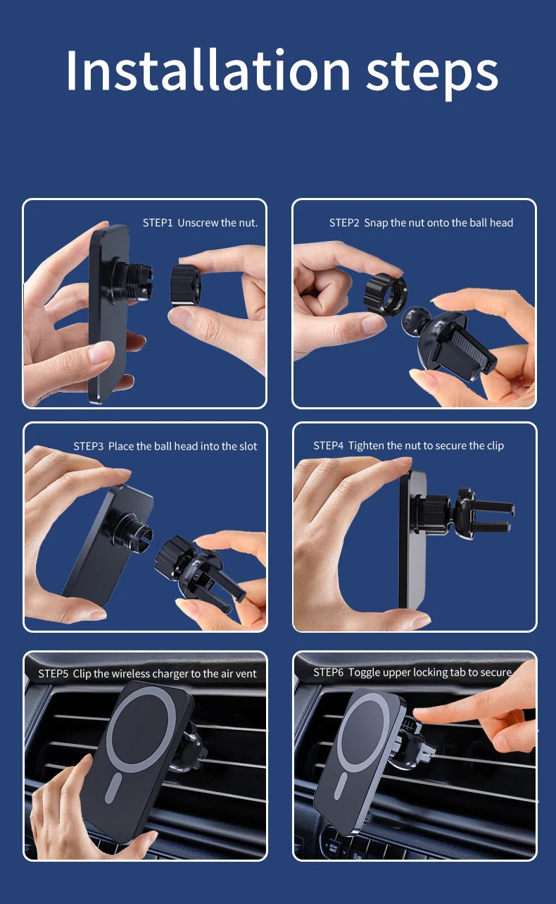 30W Magnetic Car Wireless Charger For iPhone 15 14 13 12 Pro Max Mini Macsafe Car Phone Holder Stand Mount Fast Charging Station - chinatopmarket