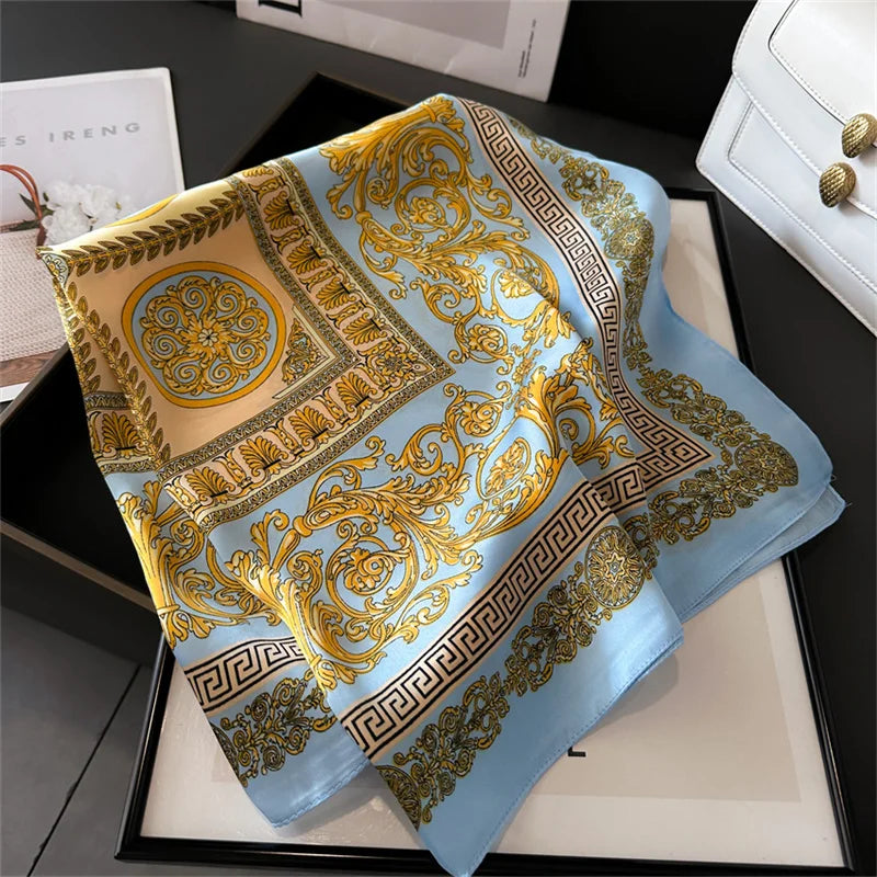 2025 New Fashion 70X70cmPrinted Women's Scarf Pashmina Silk Scarf Square Shawl Decorative Headband Neck Luxury Design Bandana - chinatopmarket