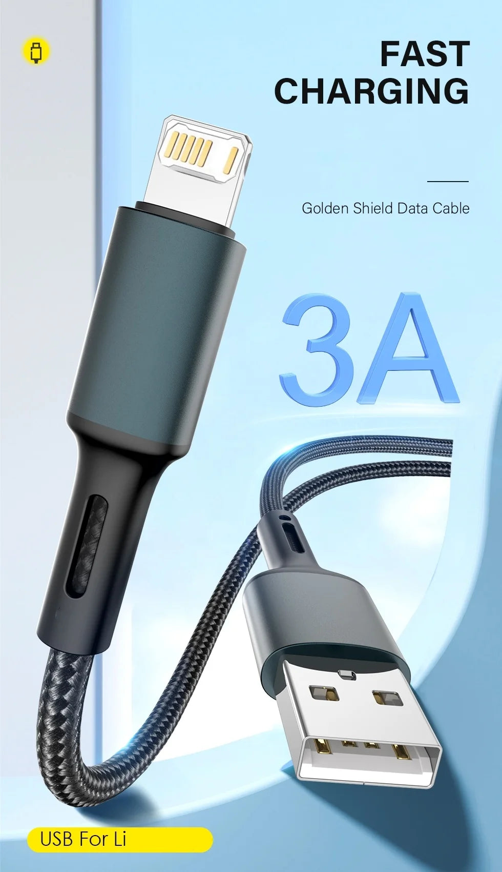 Quick Charge USB Cable For iPhone 12 13 14 11 Pro X Max 6 7 8 Plus 5 SE iPad Origin Mobile Phone Cord Data Charger Wire 3m - chinatopmarket
