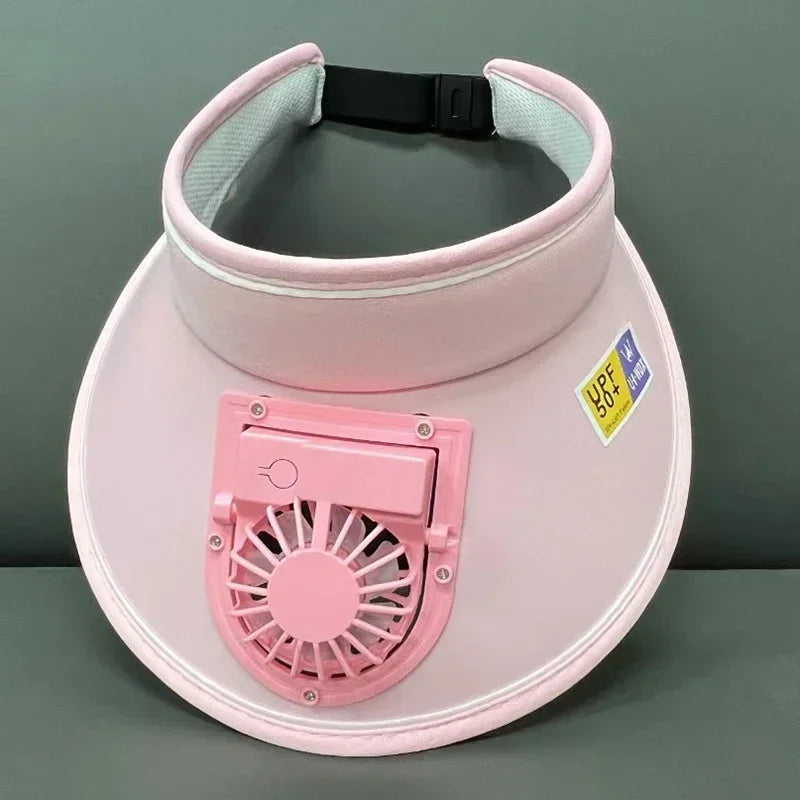 Cooling Fan Hat Breathable USB Rechargeable Fans Hat Sun Visors Hat with Fan for Men Women Girls Boys Sport Fishing Travel - chinatopmarket