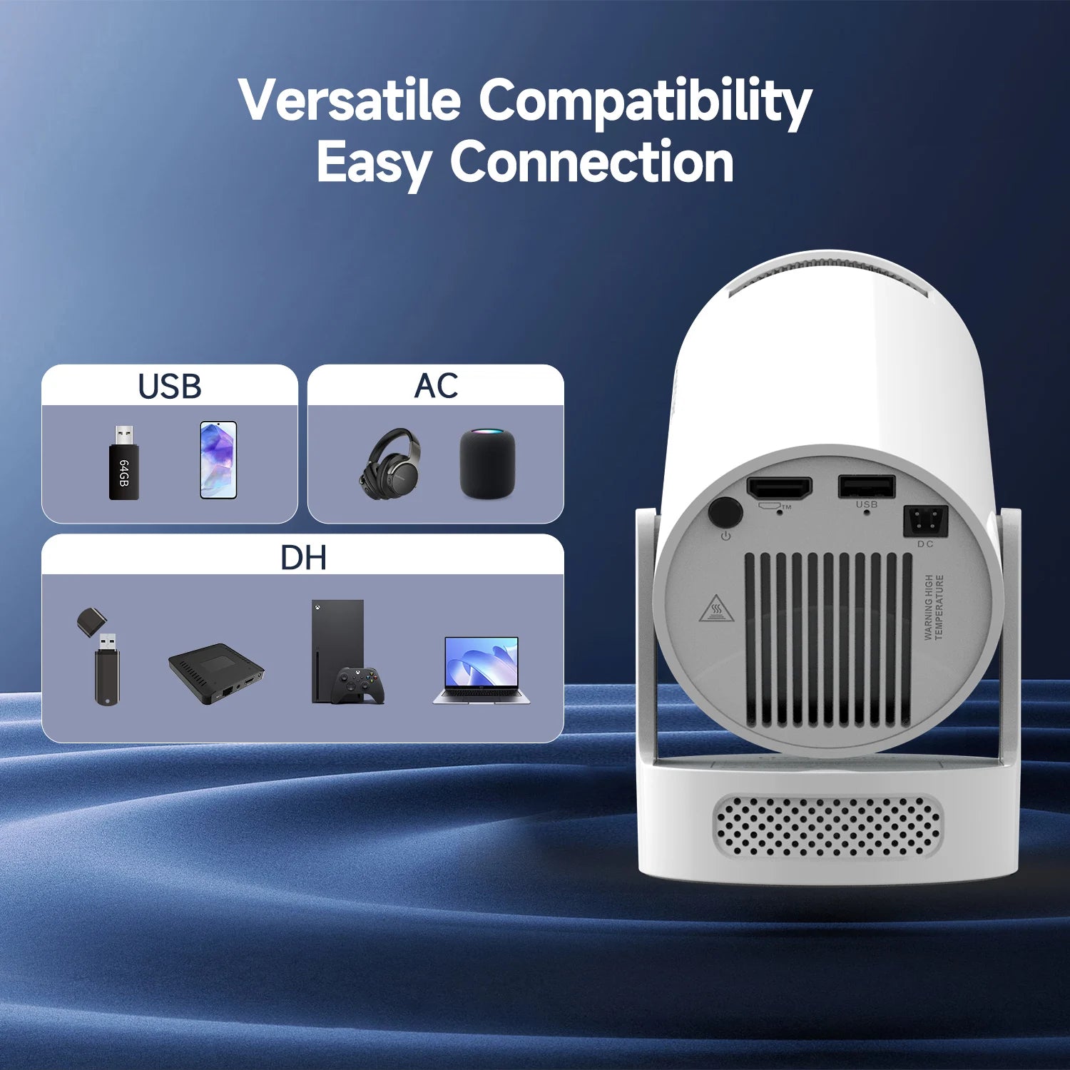 Magcubic 8K HY300 Pro + Projector Built in 5W Speaker 1280*720P Android 14 8000 Lumens Wifi6 BT5.4 Outdoor Portable Projector - chinatopmarket