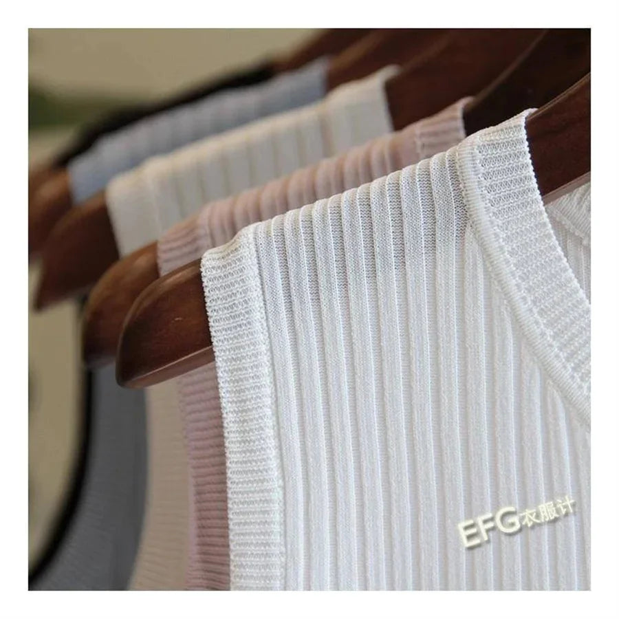 Summer Sleeveless Blouse Women O-neck Knitted Blouse Shirt Women Clothes Women Tops - chinatopmarket