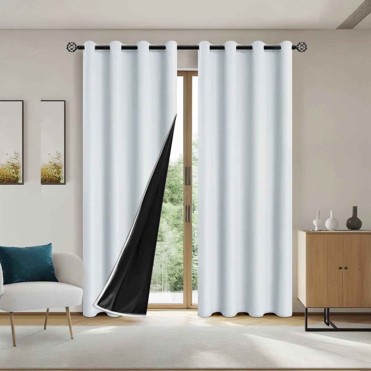 1panel Solid 100% Blackout Curtains with Grommets, Total Privacy Drapes for Bedroom, Living Room, Home Decor,Lightweight Curtain - chinatopmarket