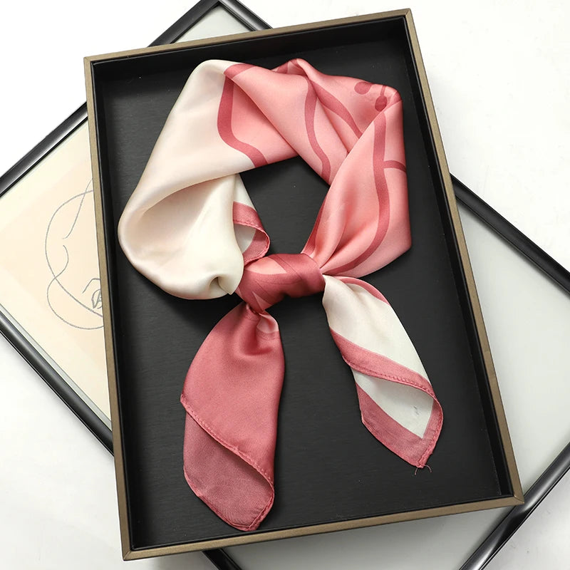 2025 New Fashion 70X70cmPrinted Women's Scarf Pashmina Silk Scarf Square Shawl Decorative Headband Neck Luxury Design Bandana - chinatopmarket