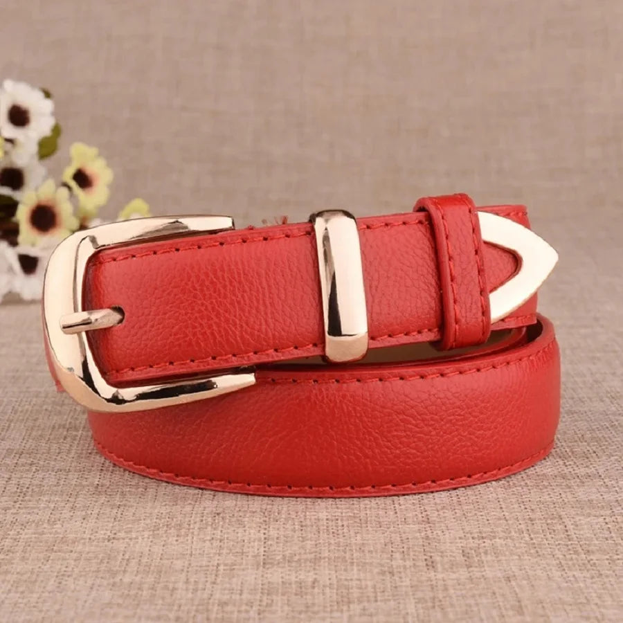 Women's Trousers Belt  Leather Trend White Belt Fashion High Quality Trouser Belts Solid Vintage Pin Buckle Ladies Strap LB2146- - chinatopmarket
