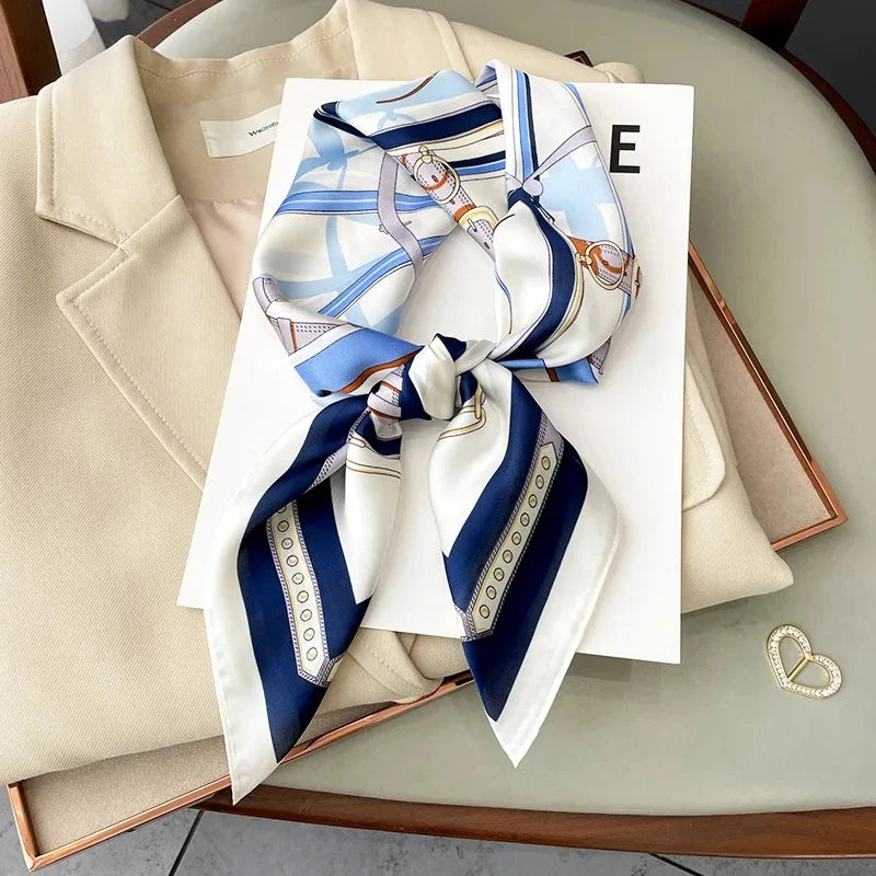 2025 New Fashion 70X70cmPrinted Women's Scarf Pashmina Silk Scarf Square Shawl Decorative Headband Neck Luxury Design Bandana - chinatopmarket