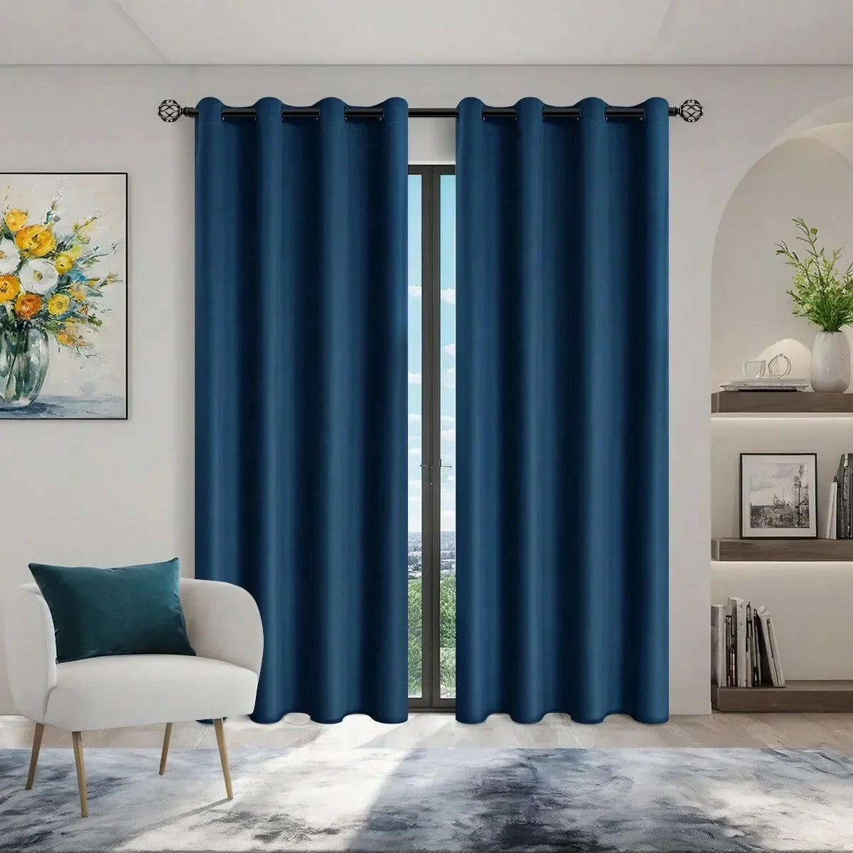 1panel Solid 100% Blackout Curtains with Grommets, Total Privacy Drapes for Bedroom, Living Room, Home Decor,Lightweight Curtain - chinatopmarket