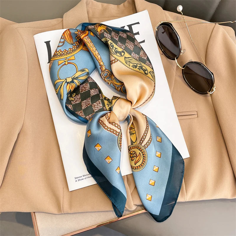 2025 New Fashion 70X70cmPrinted Women's Scarf Pashmina Silk Scarf Square Shawl Decorative Headband Neck Luxury Design Bandana - chinatopmarket