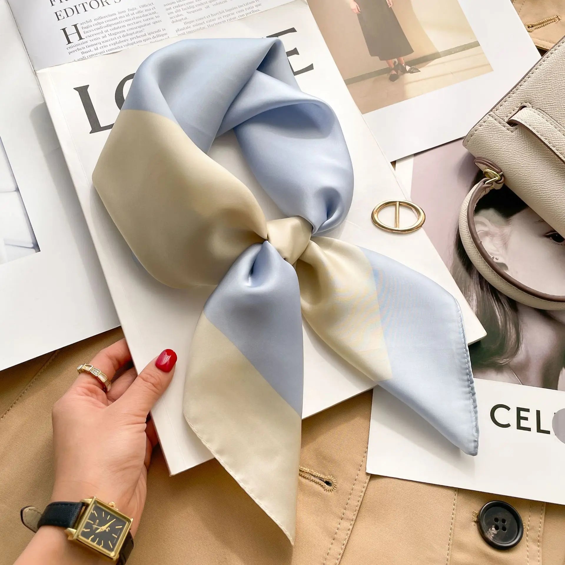 2025 New Fashion 70X70cmPrinted Women's Scarf Pashmina Silk Scarf Square Shawl Decorative Headband Neck Luxury Design Bandana - chinatopmarket