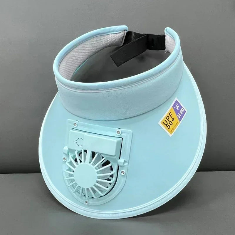 Cooling Fan Hat Breathable USB Rechargeable Fans Hat Sun Visors Hat with Fan for Men Women Girls Boys Sport Fishing Travel - chinatopmarket
