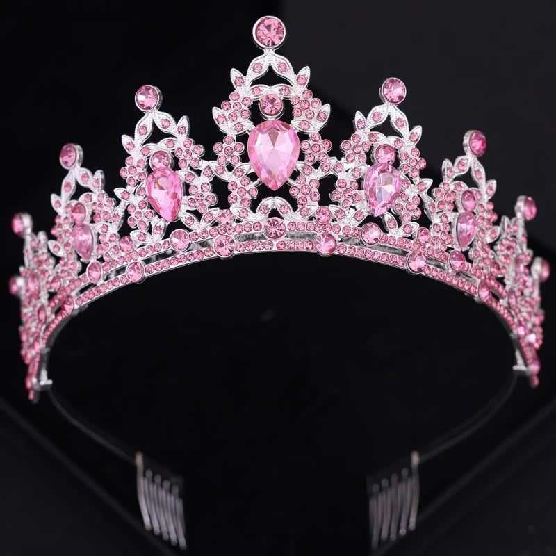Wedding Hair Tiara Crystal Bridal Tiara Crown Silver Color Diadem Veil Tiaras Wedding Hair Accessories Headpieces Head Jewelry - chinatopmarket