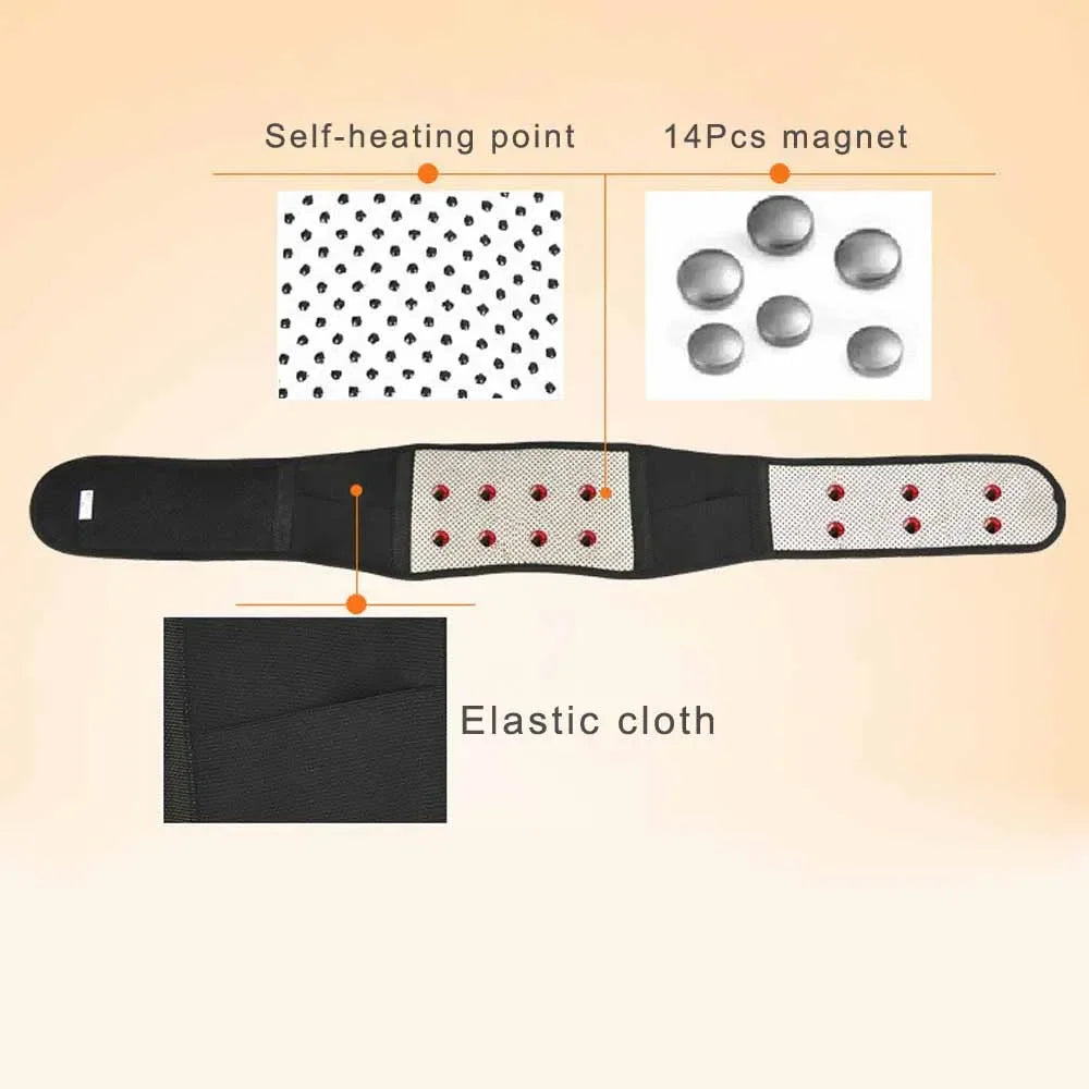 Tcare M - 4XL Adjustable Tourmaline Self Heating Magnetic Therapy Back Waist Support Belt Lumbar Brace Massage Band Health Care - chinatopmarket