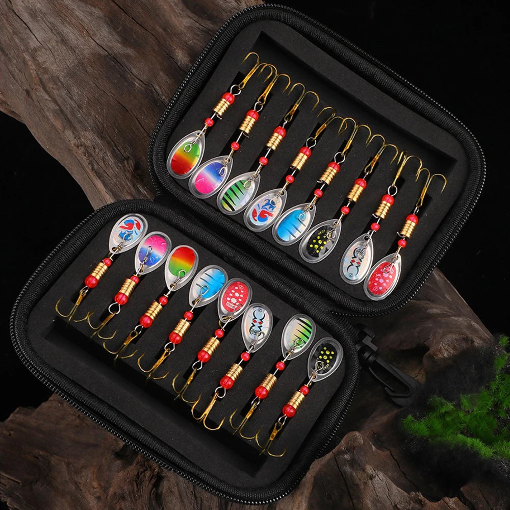 16pcs Metal Spinner Bait Fishing Lure Artificial SpinnerBait For Pike Bass Trout Fishing With Fishing Bag - chinatopmarket