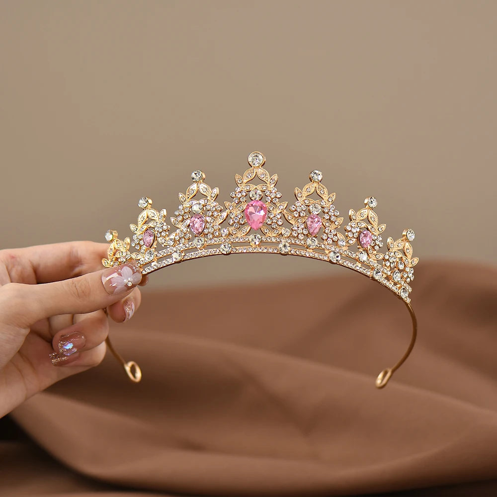 Children's Princess Crown Crystal Tiara Girls Hair Accessories High-end Atmosphere Dance Performance Birthday Gift Crown - chinatopmarket