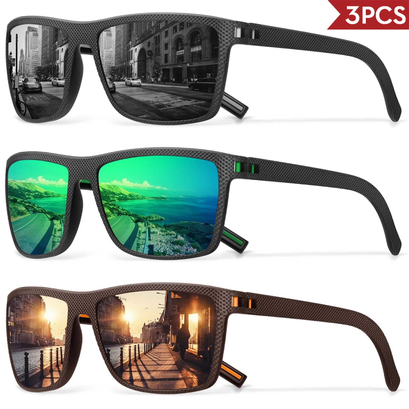 3/4 Pack New Designer Box Polarized Colorful Sunglasses for Men and Women Suitable for Driving, Fishing, Outdoor Sports UV400 - chinatopmarket