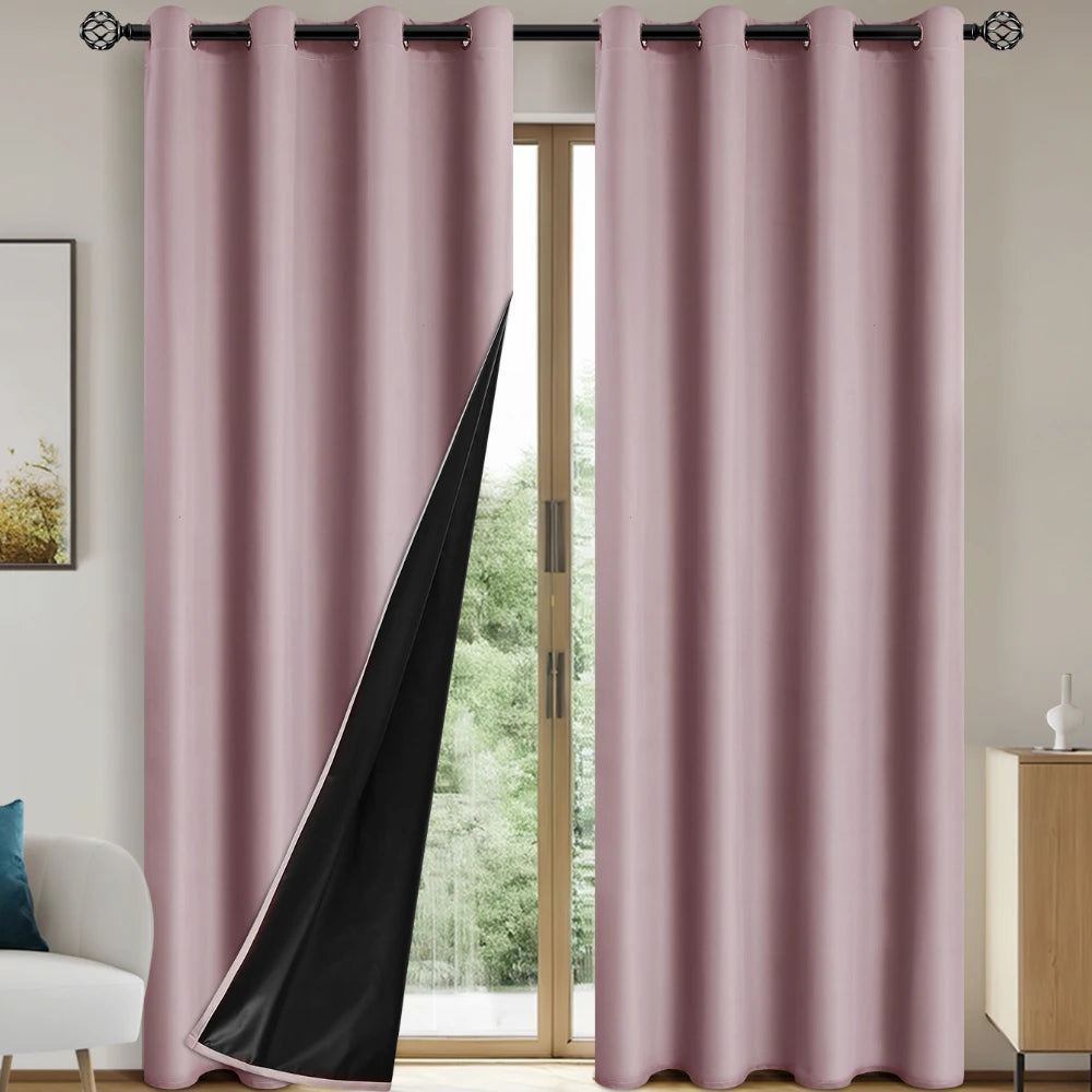 1panel Solid 100% Blackout Curtains with Grommets, Total Privacy Drapes for Bedroom, Living Room, Home Decor,Lightweight Curtain - chinatopmarket