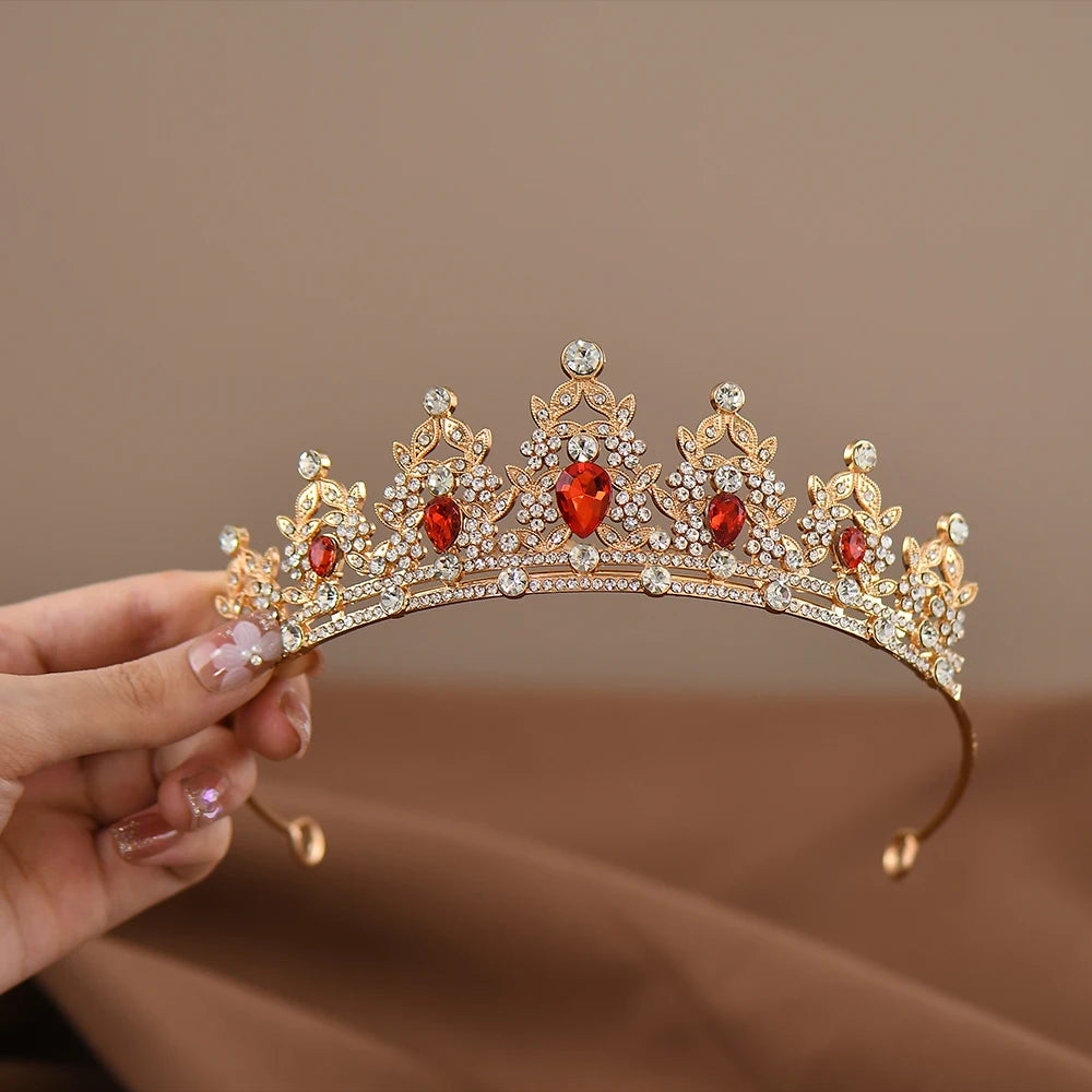 Children's Princess Crown Crystal Tiara Girls Hair Accessories High-end Atmosphere Dance Performance Birthday Gift Crown - chinatopmarket
