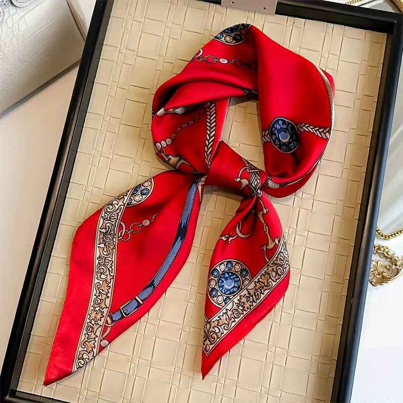 2025 New Fashion 70X70cmPrinted Women's Scarf Pashmina Silk Scarf Square Shawl Decorative Headband Neck Luxury Design Bandana - chinatopmarket