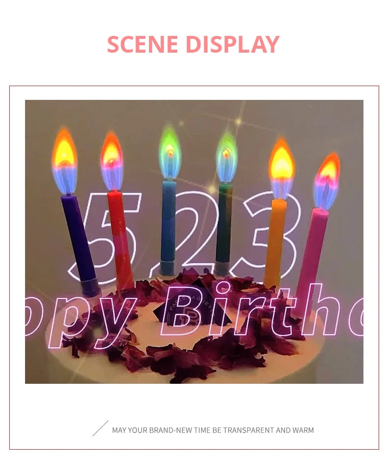 Colored Birthday Party Supplies 6/12pcs Wedding Colorful Multicolor Candles Safe Flames Dessert Cake Candles Decoration - chinatopmarket