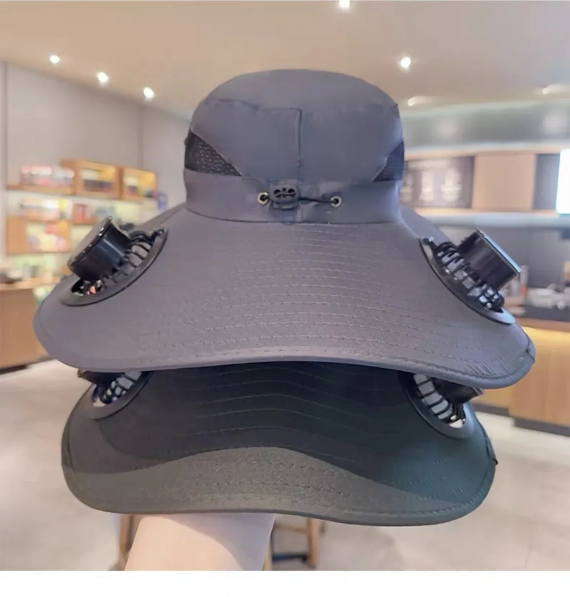 Mens Quick Dry Bucket Hat Large Size Sun Hat with Solar Powered Fan USB Rechargeable for Outdoor Hiking Camping Fishing Activity - chinatopmarket