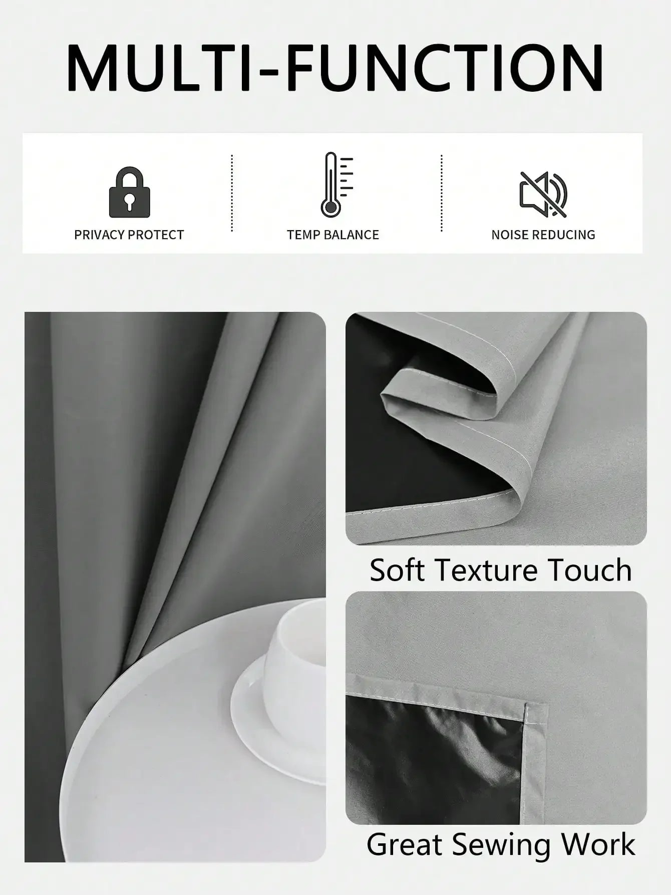 1panel Solid 100% Blackout Curtains with Grommets, Total Privacy Drapes for Bedroom, Living Room, Home Decor,Lightweight Curtain - chinatopmarket