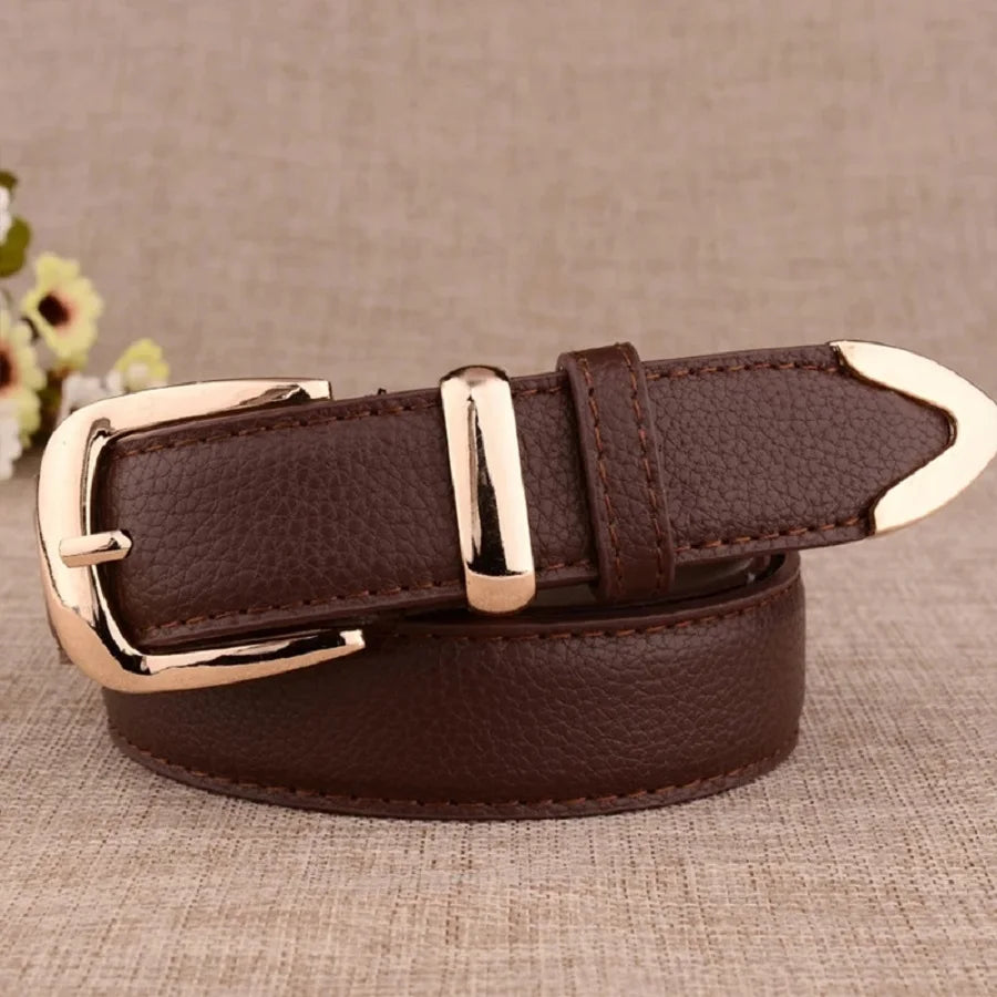 Women's Trousers Belt  Leather Trend White Belt Fashion High Quality Trouser Belts Solid Vintage Pin Buckle Ladies Strap LB2146- - chinatopmarket