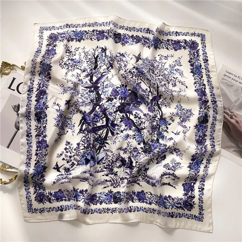 2025 New Fashion 70X70cmPrinted Women's Scarf Pashmina Silk Scarf Square Shawl Decorative Headband Neck Luxury Design Bandana - chinatopmarket