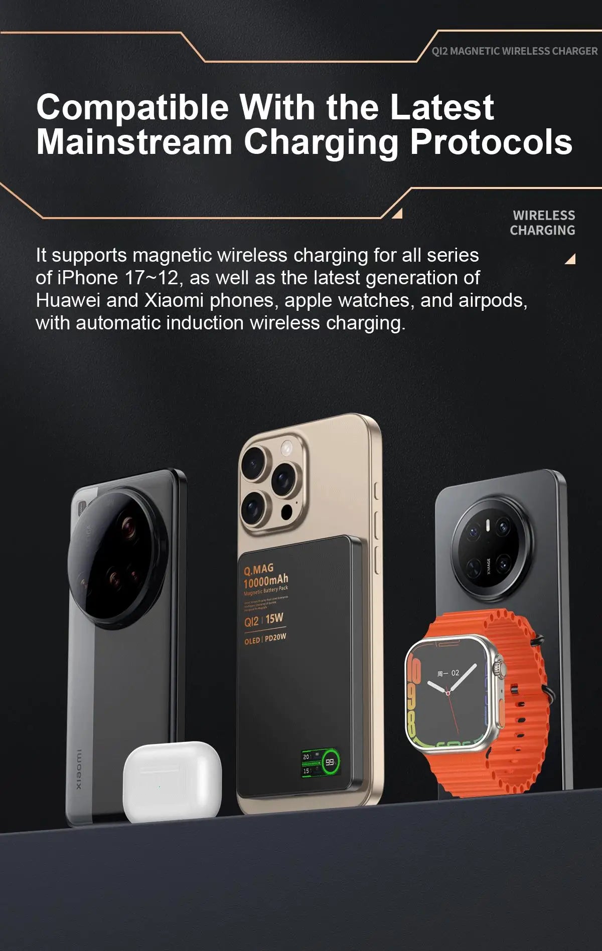 QI 2.1 Magnetic Powerbank Wireless Fast Charing Spare Portable External Battery for iPhone 12-17 Pro Watch Airpods 5000/10000mAh - chinatopmarket