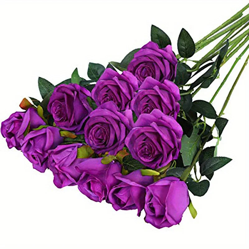 12pcs Realistic Artificial Rose Bouquet for Weddings, Birthdays, and More  for Floral Arrangements and Home Decor - chinatopmarket