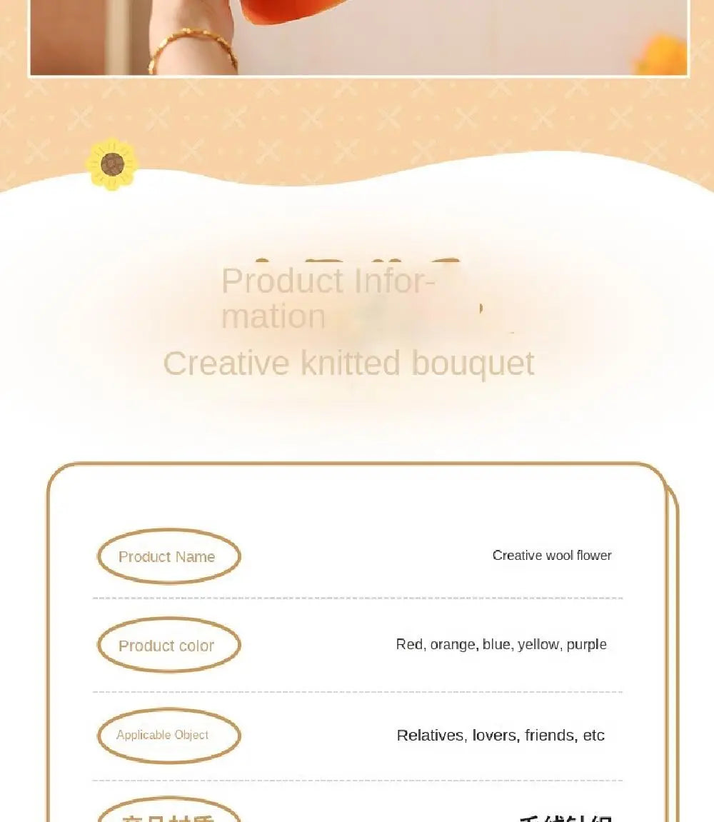 Artificial Flower Crochet Bouquet Handmade Anniversary Sunflower Daisy Bouquet Mothers Day Birthday Gift Eternal Flower - chinatopmarket