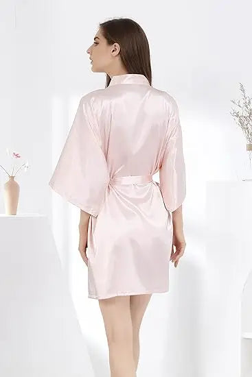 RB032 2018 New Silk Kimono Robe Bathrobe Women Silk Bridesmaid Robes Sexy Navy Blue Robes Satin Robe Ladies Dressing Gowns - chinatopmarket