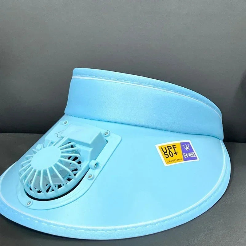 Cooling Fan Hat Breathable USB Rechargeable Fans Hat Sun Visors Hat with Fan for Men Women Girls Boys Sport Fishing Travel - chinatopmarket