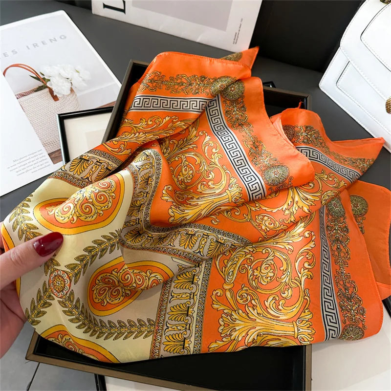 2025 New Fashion 70X70cmPrinted Women's Scarf Pashmina Silk Scarf Square Shawl Decorative Headband Neck Luxury Design Bandana - chinatopmarket