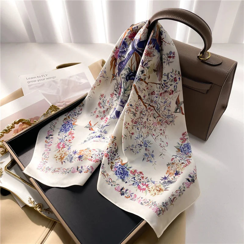 2025 New Fashion 70X70cmPrinted Women's Scarf Pashmina Silk Scarf Square Shawl Decorative Headband Neck Luxury Design Bandana - chinatopmarket