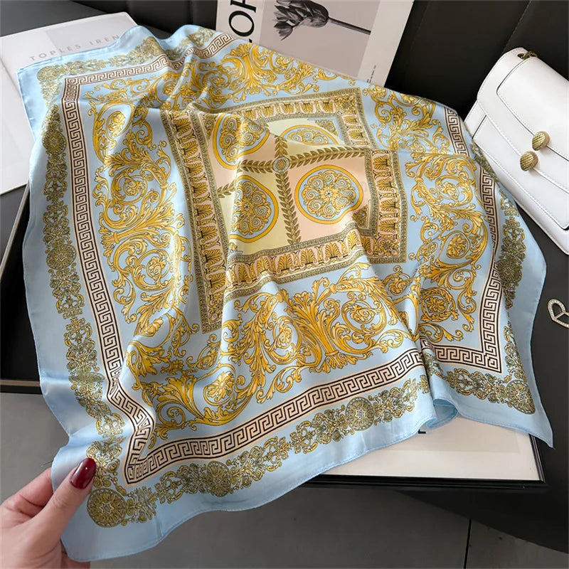 2025 New Fashion 70X70cmPrinted Women's Scarf Pashmina Silk Scarf Square Shawl Decorative Headband Neck Luxury Design Bandana - chinatopmarket
